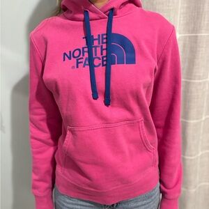 The North Face blue and pink hoodie